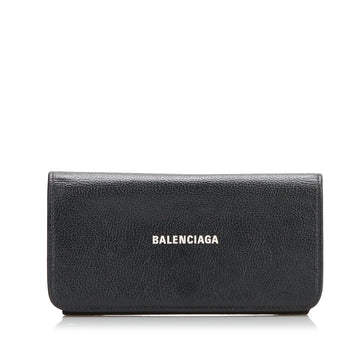 Balenciaga Logo Print Leather Long Wallet Long Wallets