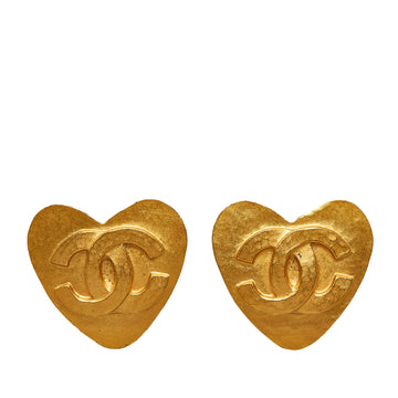 CHANEL Vintage Heart CC Clip-On Earrings Costume Earrings