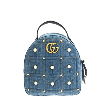 GUCCI Small GG Marmont Pearl Denim Backpack