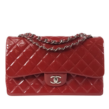 CHANEL Jumbo Classic Patent Double Flap Shoulder Bag