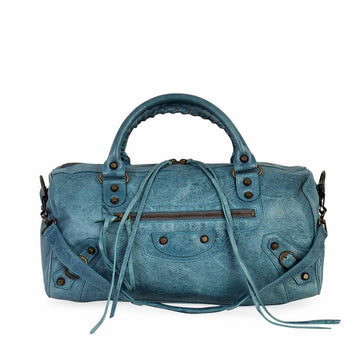 BALENCIAGA Lambskin Leather Mini Classic City Bag Blue