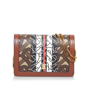 BURBERRY Monogram Stripe Jessie TB Wallet On Chain Crossbody Bag