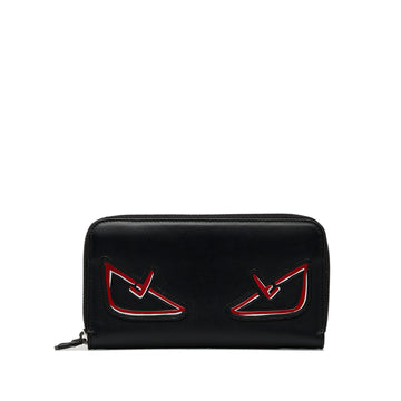 FENDI Monster Leather Zip Wallet Long Wallets