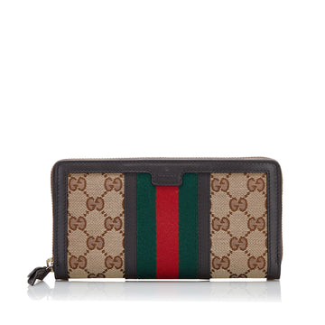 Gucci Raina Web Zip Around Wallet Long Wallets