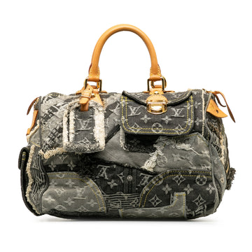 LOUIS VUITTON Monogram Denim Patchwork Speedy 30 Boston Bag