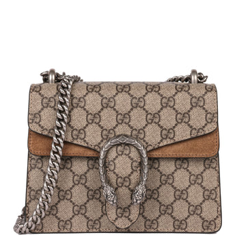 Gucci Beige GG Supreme Canvas & Taupe Suede Mini Dionysus Shoulder Bag