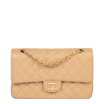 Chanel Beige Quilted Caviar Leather Medium Classic Double Flap Bag