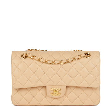 Chanel Beige Quilted Lambskin Medium Classic Double Flap Bag