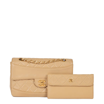 Chanel Beige Quilted Lambskin Vintage Small Classic Single Flap Bag with Wallet Shoulder Bag