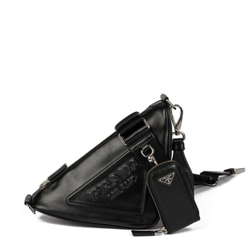 Prada Black Calfskin Leather Triangle Shoulder Bag