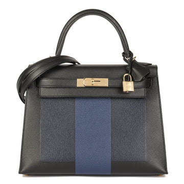 Hermes Kelly Bag 28cm HSS Bi-Color Black and Etain Epsom Palladium