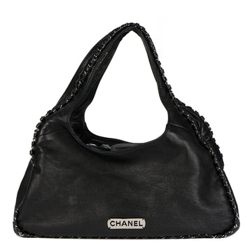 Chanel Black Goatskin Chain Around Hobo Bag