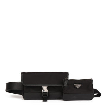 Prada Black Nylon & Saffiano Leather Pocket Belt Bag Belt Bag
