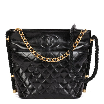 Chanel Black Quilted Aged Calfskin Leather En Vogue Hobo Bag