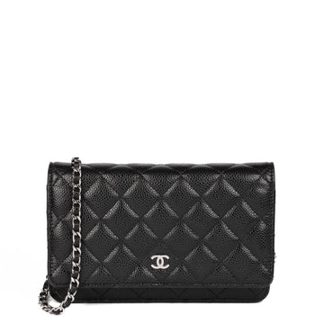 Chanel Black Quilted Caviar Leather Wallet-on-Chain WOC Shoulder Bag