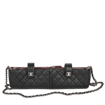 Chanel Black Quilted Lambskin Double Pouch-on-Chain POC Shoulder Bag