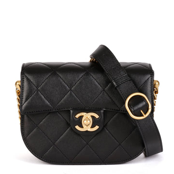 Chanel Black Quilted Lambskin Mini Messenger Shoulder Bag