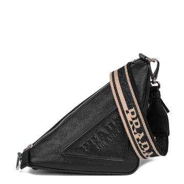 Prada Black Saffiano Leather Triangle Shoulder Bag