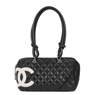 Chanel Black and White Quilted Lambskin Large Cambon Bowling Bag