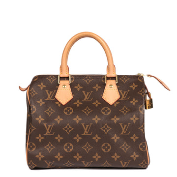 LOUIS VUITTON Brown Monogram Coated Canvas & Vacehtta Leather Speedy 25 Tote