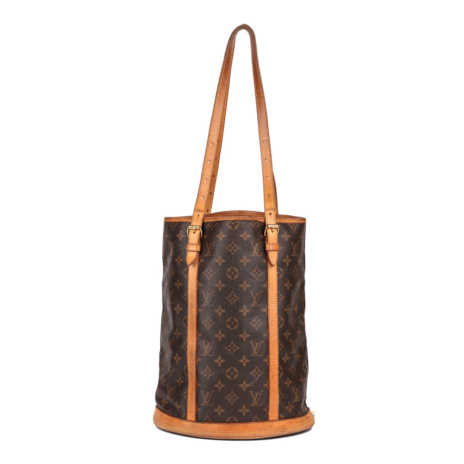 LOUIS VUITTON Brown Monogram Coated Canvas & Vachetta Leather Bucket Bag