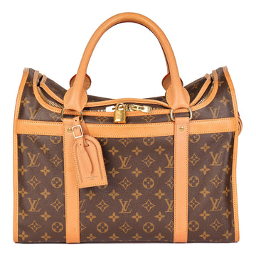 Louis Vuitton Brown Monogram Coated Canvas & Vachetta Leather Sac Chien 40 Pet Carrier Tote