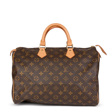 Louis Vuitton Brown Monogram Coated Canvas & Vachetta Leather Speedy 35 Tote