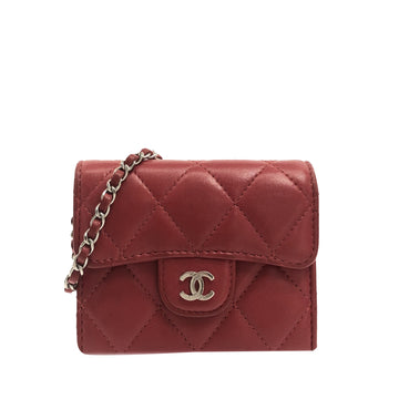 CHANEL Classic Flap Lambskin Card Holder on Chain Crossbody Bag