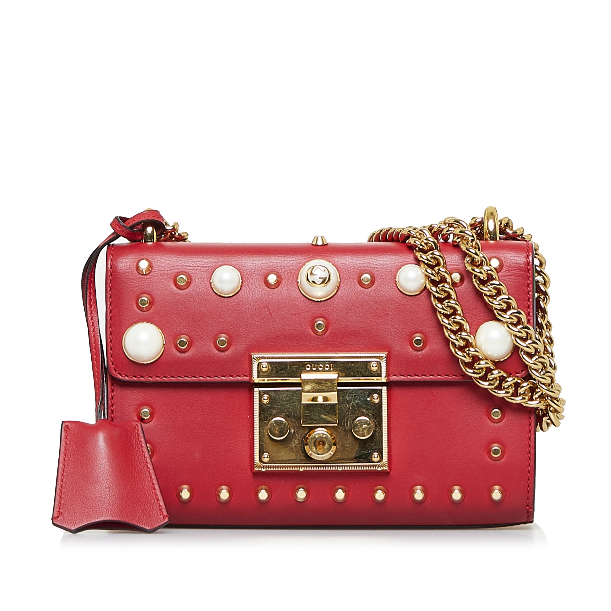 Padlock studded sale leather shoulder bag