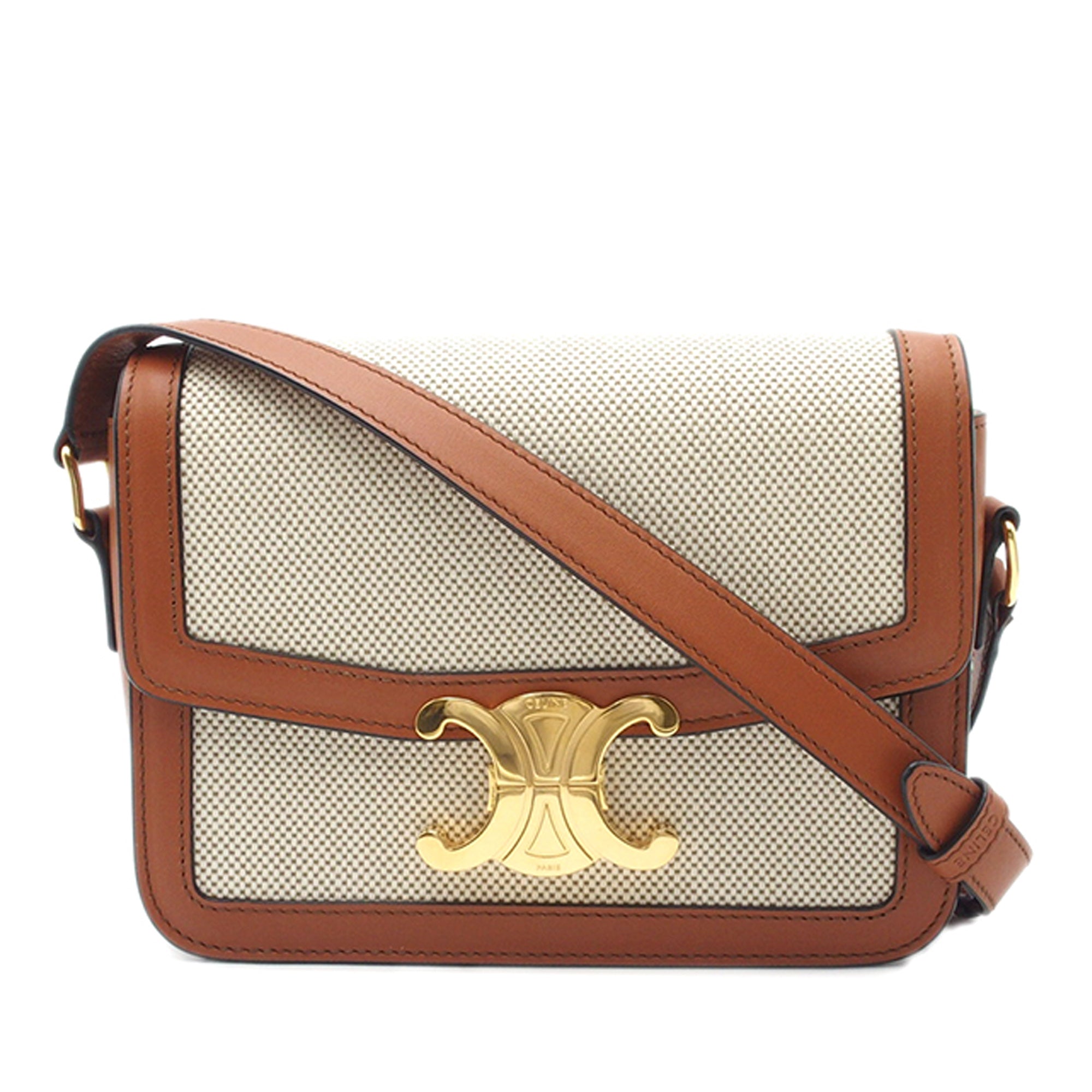 CELINE Canvas Teen Triomphe Crossbody Bag