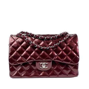 CHANEL Jumbo Classic Patent Double Flap Shoulder Bag