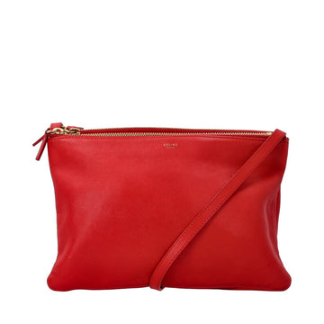 CELINE Leather Trio Large Crossbody Bag Red