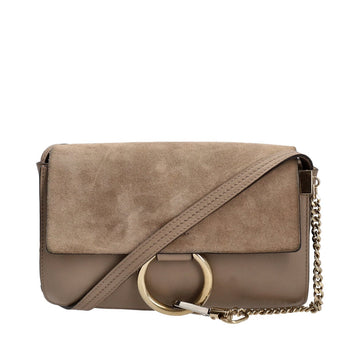 CHLOE Suede/Leather Faye Small Shoulder Bag Grey