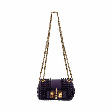 CHRISTIAN LOUBOUTIN Leather Sweet Charity Spikes Crossbody Bag Iris