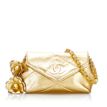 Chanel Mini Matelasse Chain Shoulder Bag with Camellia