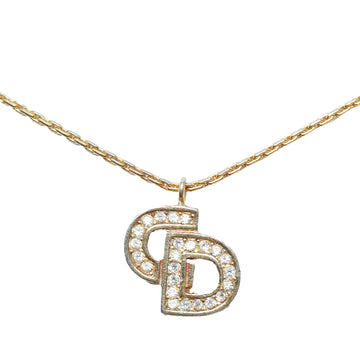 DIOR Logo Rhinestone Pendant Necklace Costume Necklace