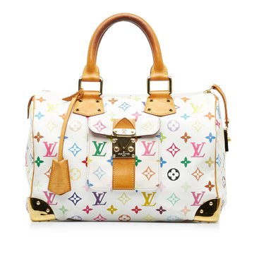 Louis Vuitton Monogram Multicolor Mini Speedy Hand Bag White M92645 Auth am648g