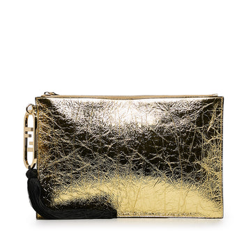 FENDI Metallic FF Tassel Clutch Bag