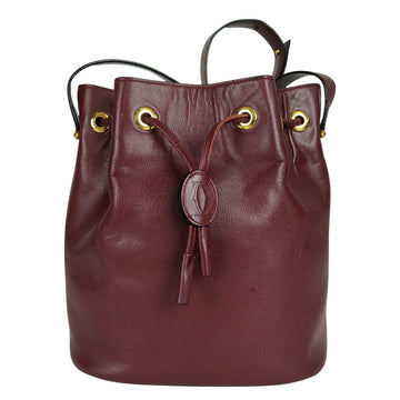 CARTIER vintage bucket bag in burgundy leather