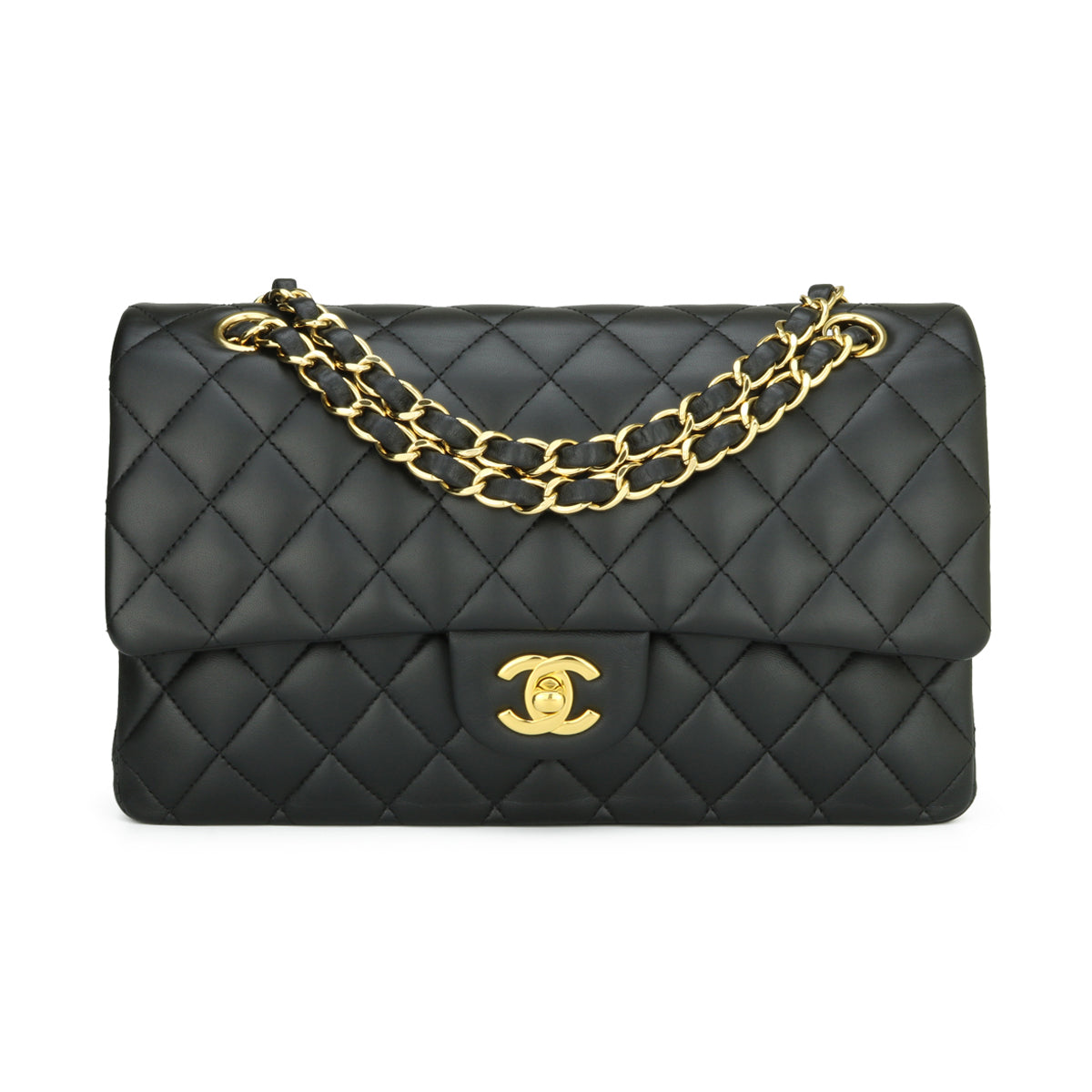 Chanel black best sale lambskin medium classic