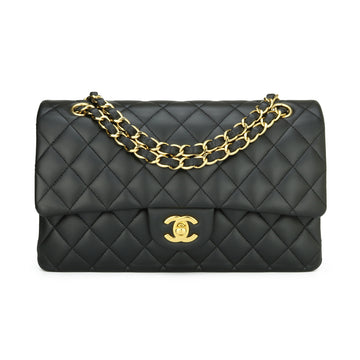 Chanel Double Flap Medium Black Lambskin Gold Hardware 2012