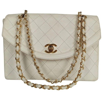 CHANEL bag Classica Timeless Matelasse single flap in white leather