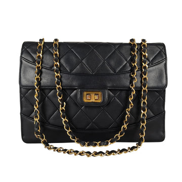 CHANEL shoulder bag Timeless Classica 2.55 matelasse in black leather