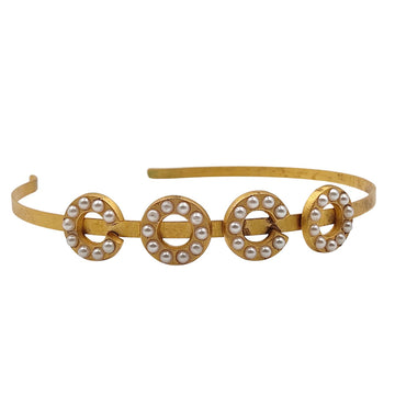 CHANEL vintage hair band in gold and pearls
