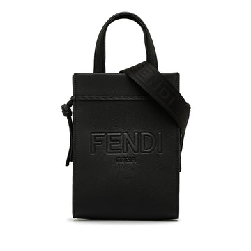 FENDI Logo Shopper Leather Satchel