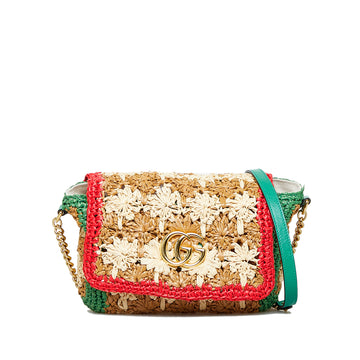 GUCCI Small Raffia GG Marmont Crossbody Crossbody Bag