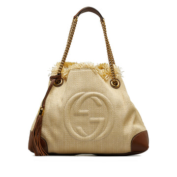 GUCCI Medium Raffia Soho Chain Tote Tote Bag