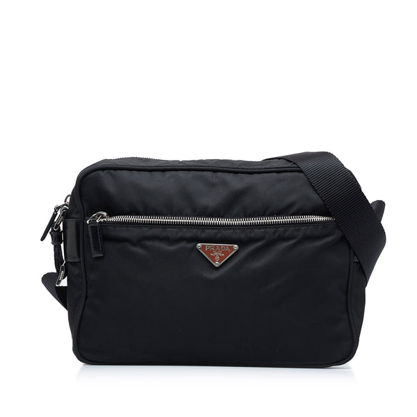 Prada Triangle Logo Zip Camera Crossbody Bag