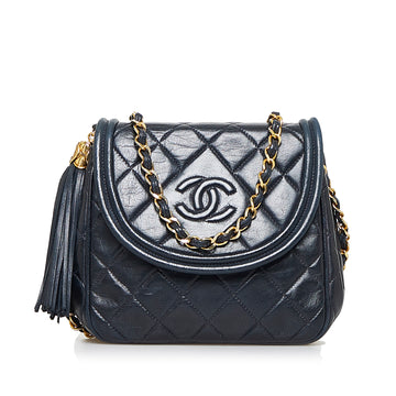 CHANEL Quilted Lambskin CC Tassel Crossbody Bag