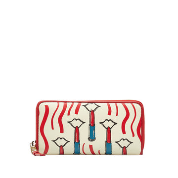 VALENTINO Printed Leather Zip Around Wallet Long Wallets